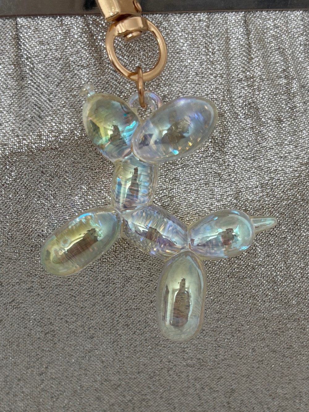 Balloon Dog Bag Charm Keychain Opalescent Aurora Borealis Finish - Picture 2 of 10